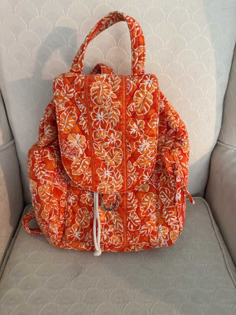 Orange Floral Quilted Backpack by Elizabeth Austen New York